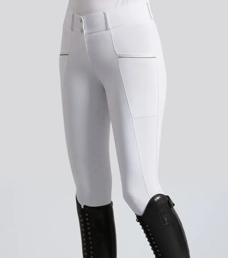 Premier Equine Womens Ofena Full Seat Competition Riding Breeches - White-3