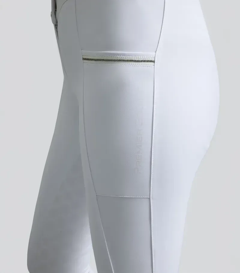 Premier Equine Womens Ofena Full Seat Competition Riding Breeches - White-4
