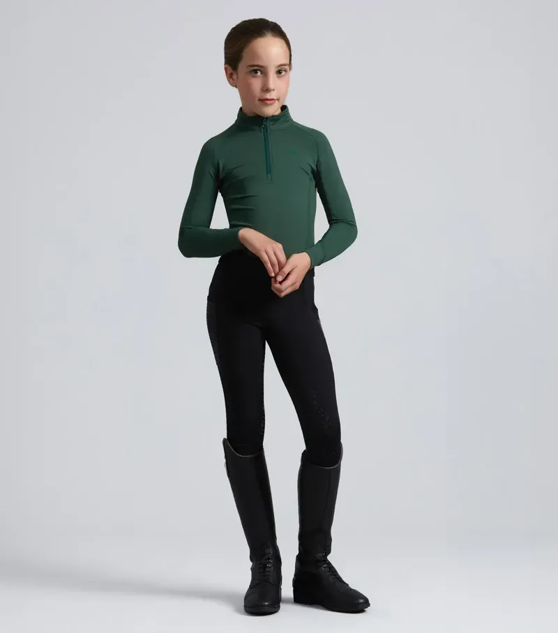 Premier Equine Junior Ombretta Technical Riding Top - Green-1