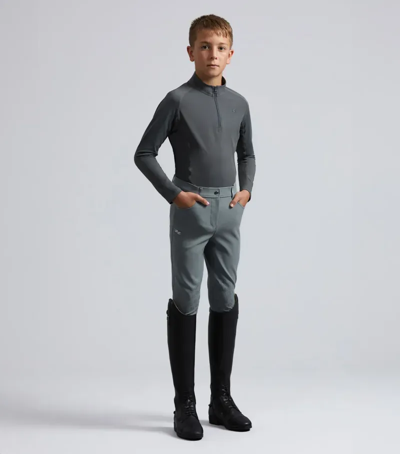 Premier Equine Junior Ombretta Technical Riding Top - Anthracite Grey-1