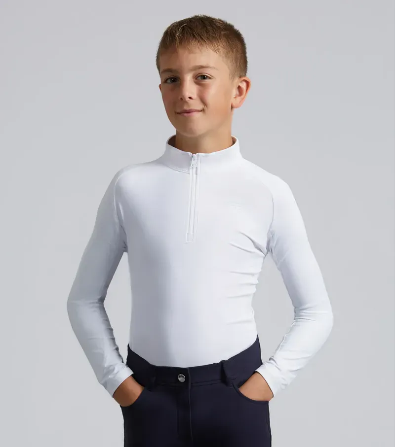 Premier Equine Junior Ombretta Technical Riding Top - White-1