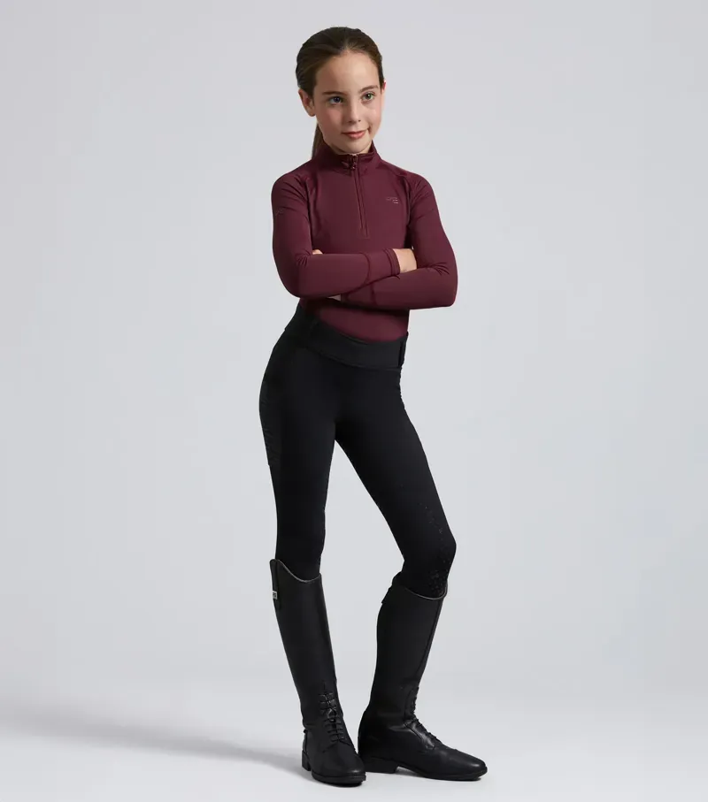 Premier Equine Junior Ombretta Technical Riding Top - Wine-1