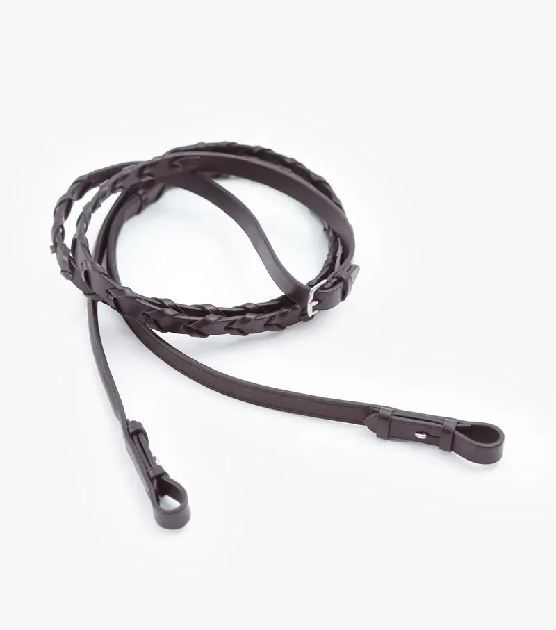 Premier Equine 3/4 Pietro Laced Reins - Brown-2