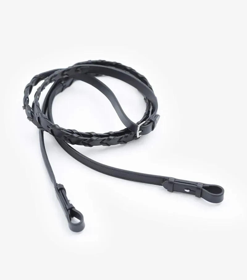 Premier Equine 3/4 Pietro Laced Reins - Black-2