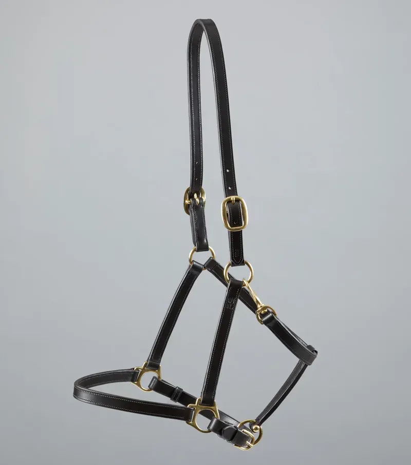 Premier Equine Pasco Plain Leather Head Collar - Brown-3