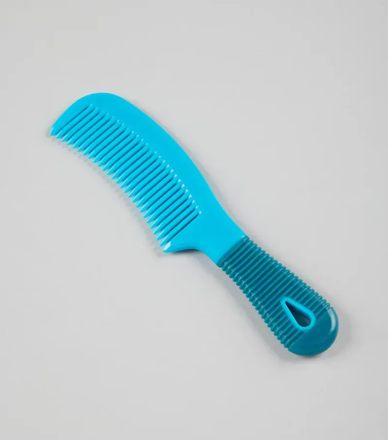 Premier Equine Large Plastic Mane Comb With Handle - Med Blue/Peacock