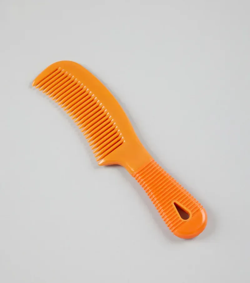 Premier Equine Large Plastic Mane Comb With Handle - Orange/Amber