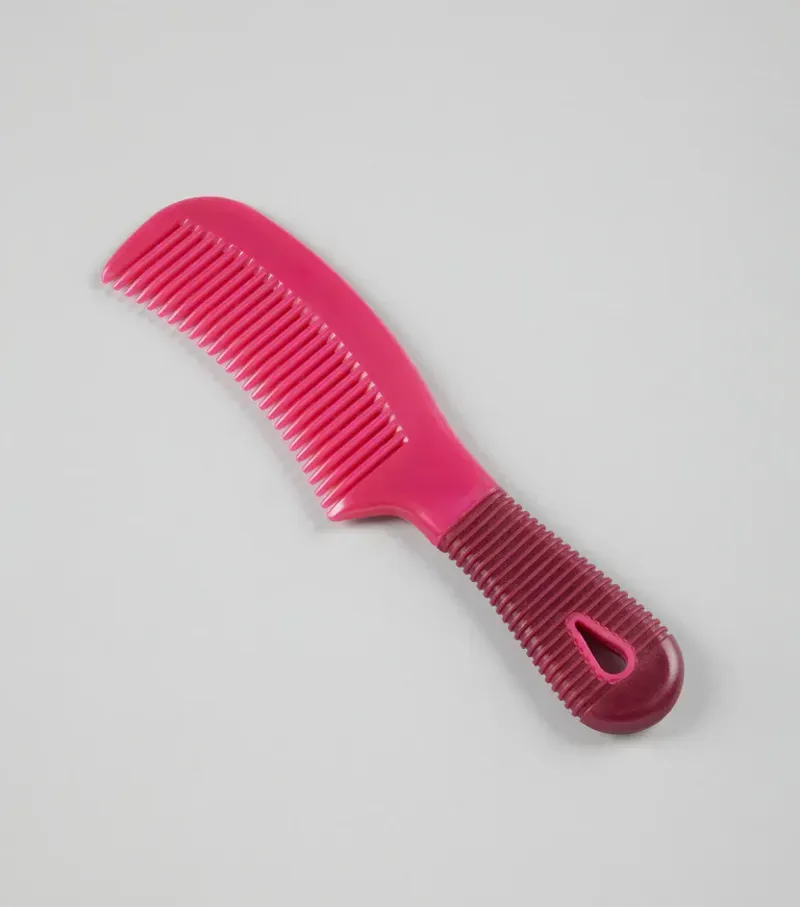 Premier Equine Large Plastic Mane Comb With Handle - Wine/Fuchsia