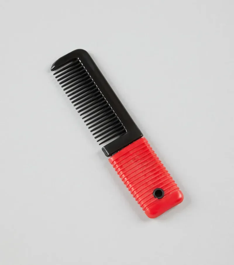 Premier Equine Small Plastic Mane Comb With Handle - Black/Red
