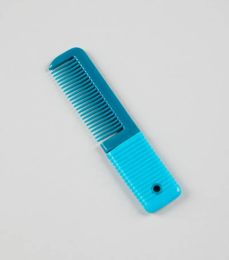 Premier Equine Small Plastic Mane Comb With Handle - Med Blue/Peacock
