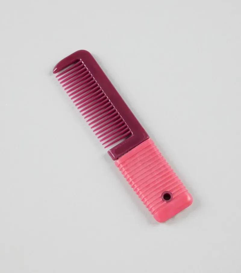 Premier Equine Small Plastic Mane Comb With Handle - Wine Fuchsia