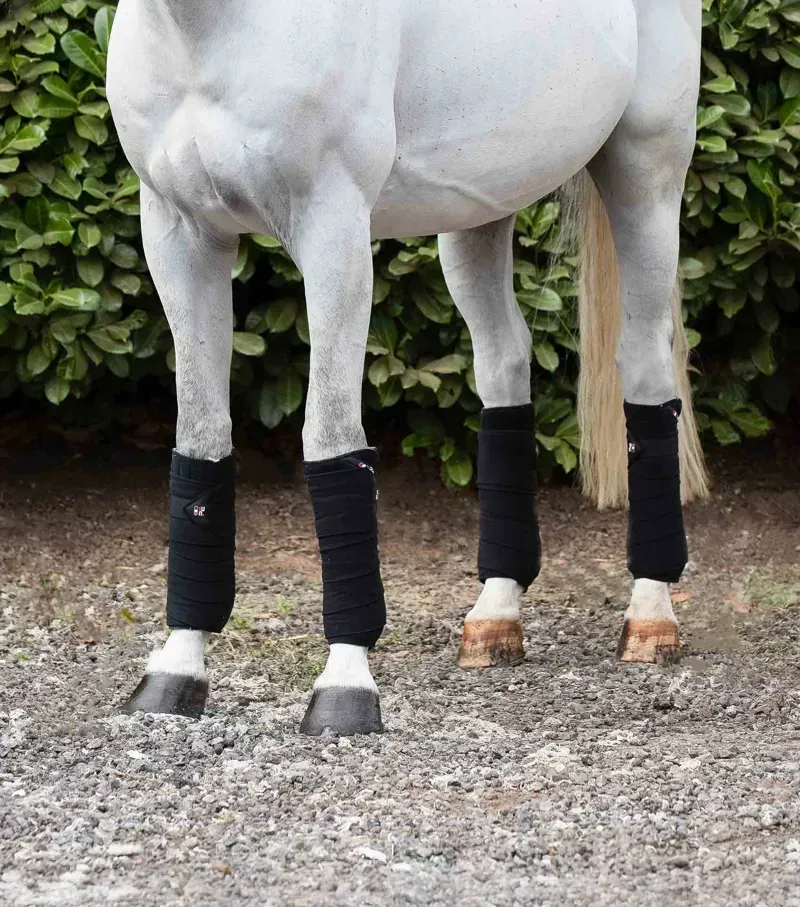 Premier Equine Horse Polo Fleece Bandages - Black-1