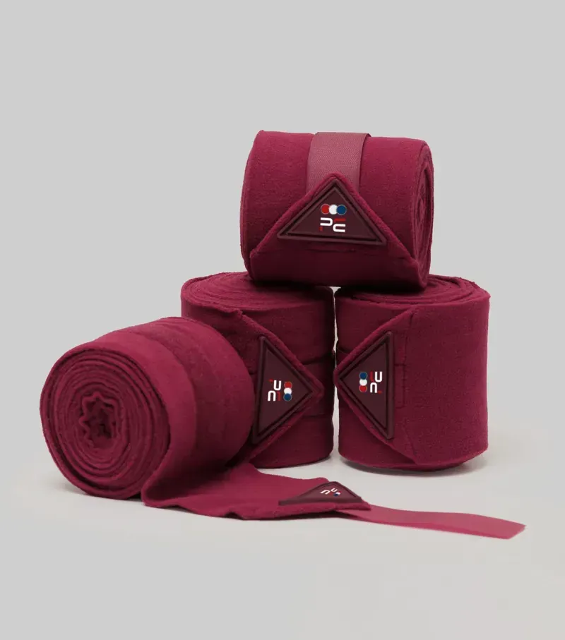 Premier Equine Horse Polo Fleece Bandages - Burgundy