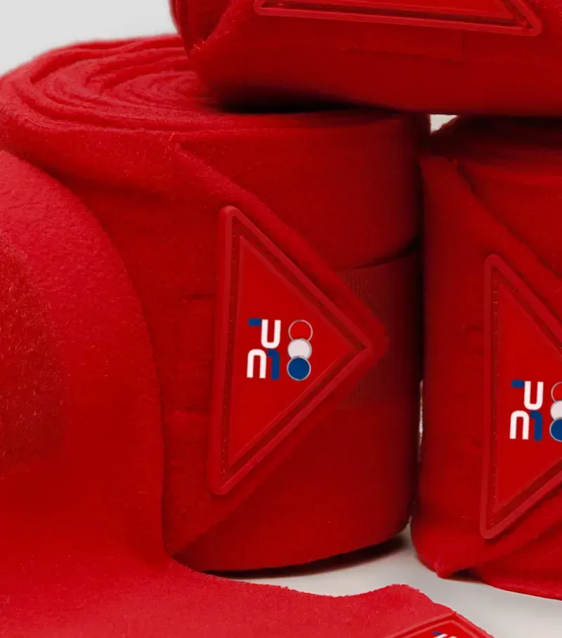 Premier Equine Horse Polo Fleece Bandages - Red-2