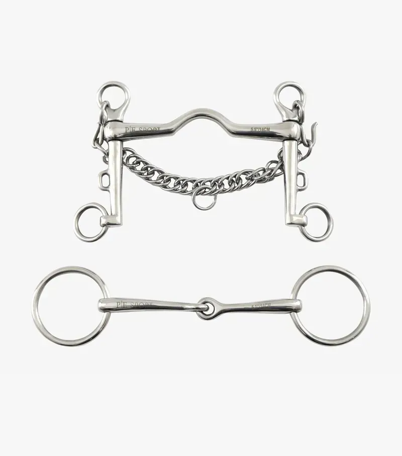 Premier Equine Port Mouth Weymouth Bit Set - Silver