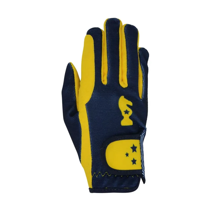 Lancelot Childrens Riding Gloves By Little Knight - Yellow/Navy