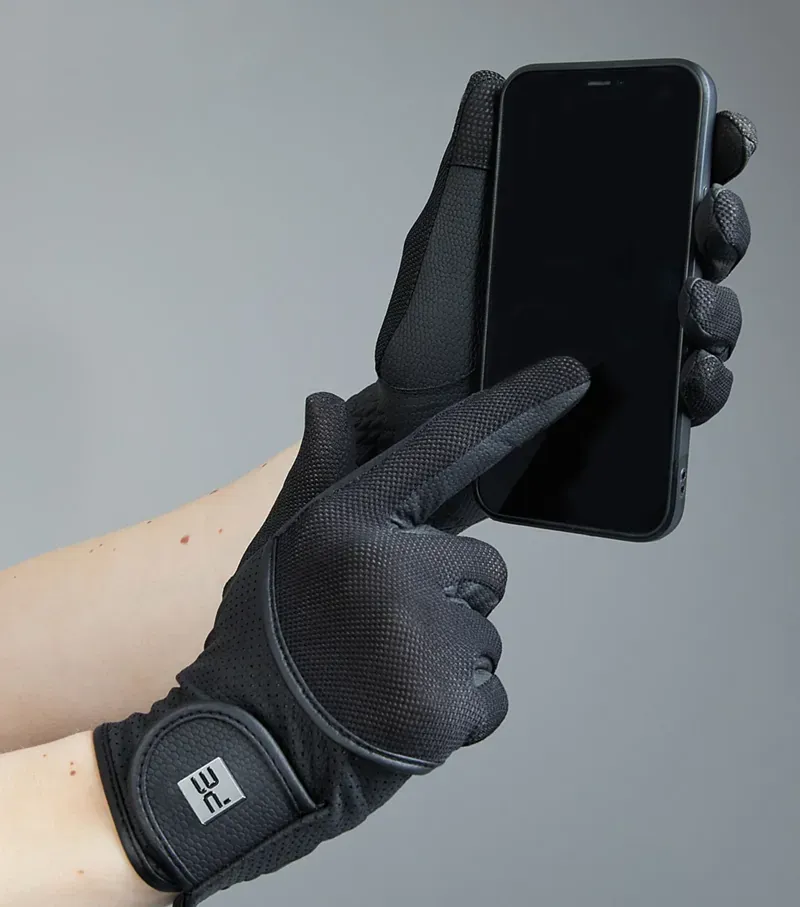 Premier Equine Junior Presa Mesh Riding Gloves - Black-2