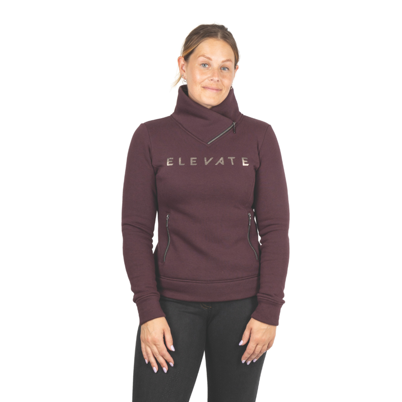 Hy Equestrian Elevate Style Cross Neck Jumper - Berry