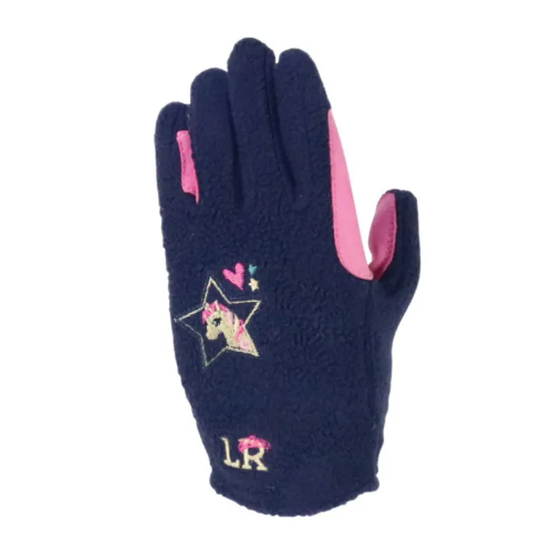Pony Passion Fleece Riding Gloves By Little Rider - Navy