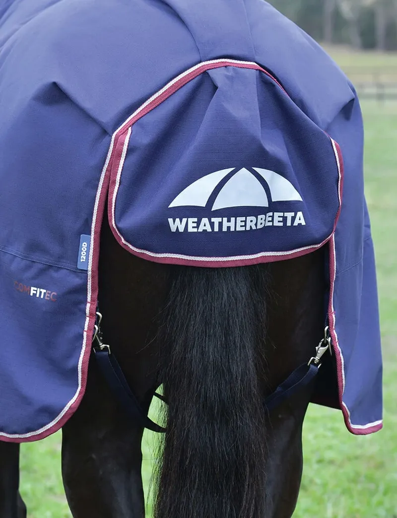 WeatherBeeta ComFiTec Essential  0g Turnout Rug - Navy/Burgundy-4