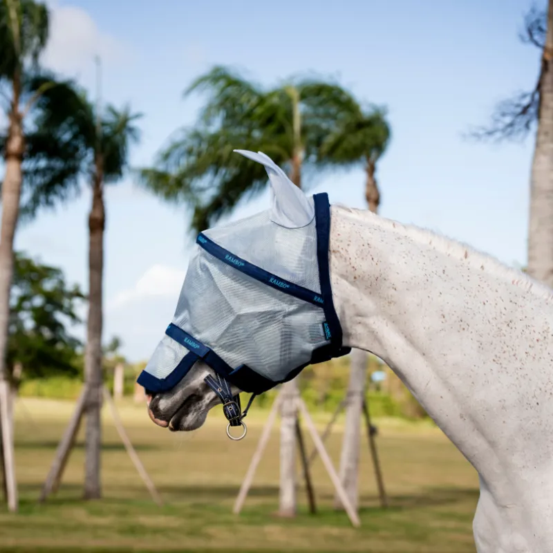 Horseware Rambo Plus Fly Mask - Azure Blue/Electric Blue