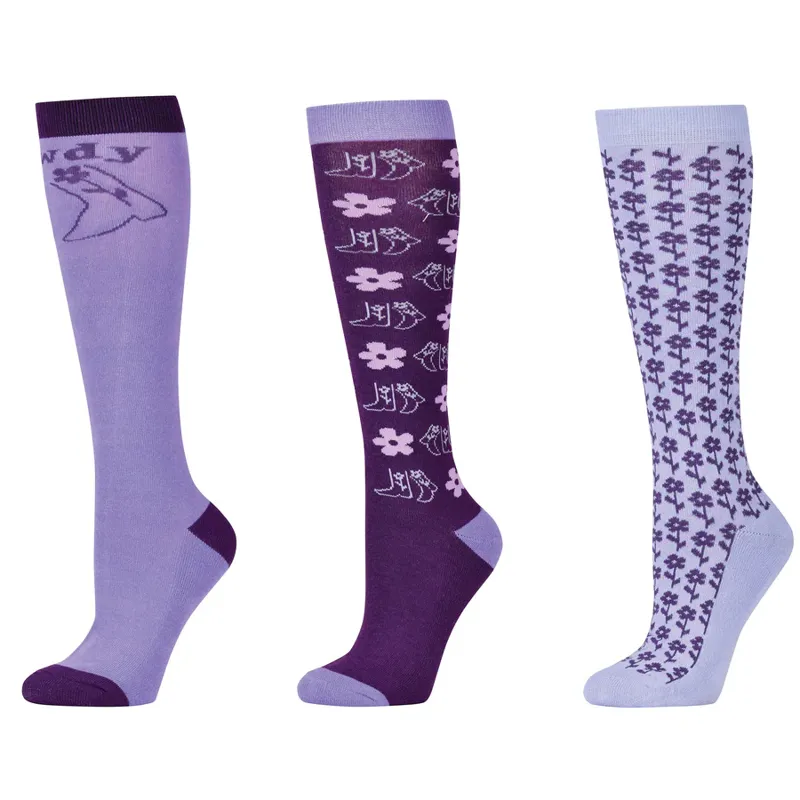 Dublin 3 Pack Socks - Purple Cowgirl