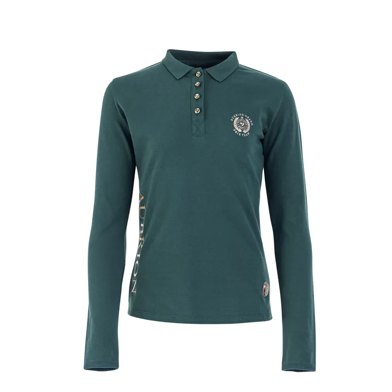 Shires Aubrion Team Long Sleeve Polo Shirt - Green