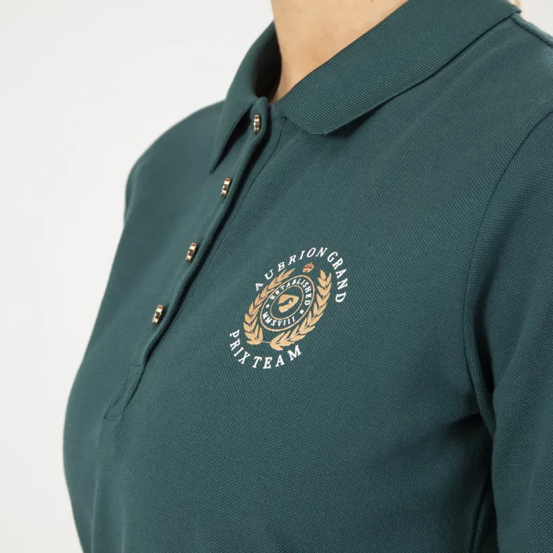 Shires Aubrion Team Long Sleeve Polo Shirt - Green-3