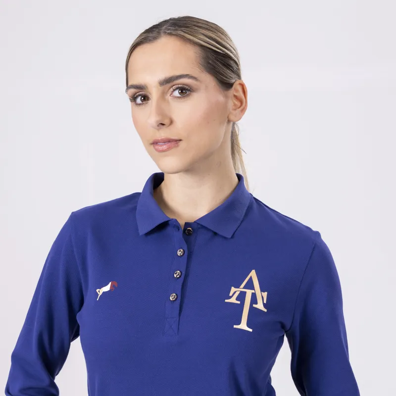 Shires Aubrion Team Long Sleeve Polo Shirt - Navy-2