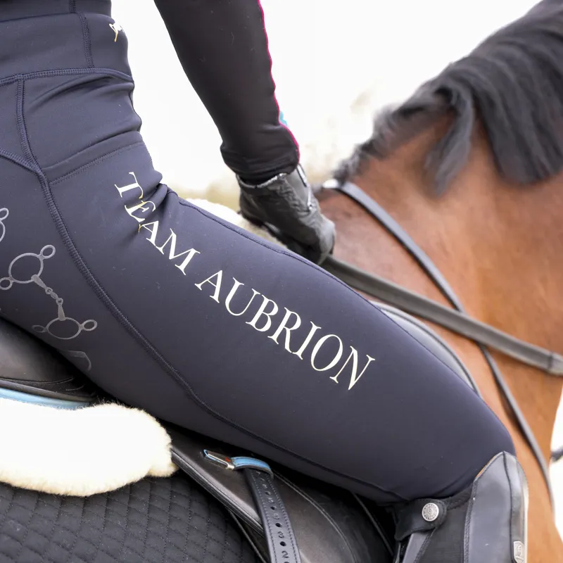 Shires Aubrion Team Winter Riding Tights - Black-5