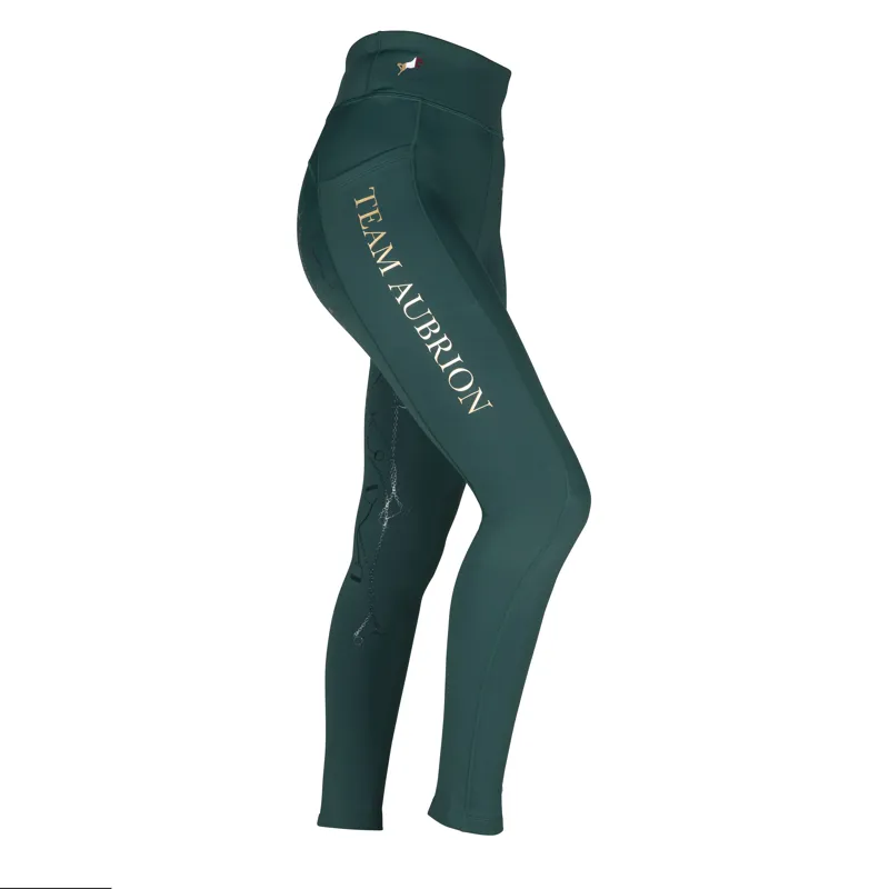Shires Aubrion Team Winter Riding Tights - Green