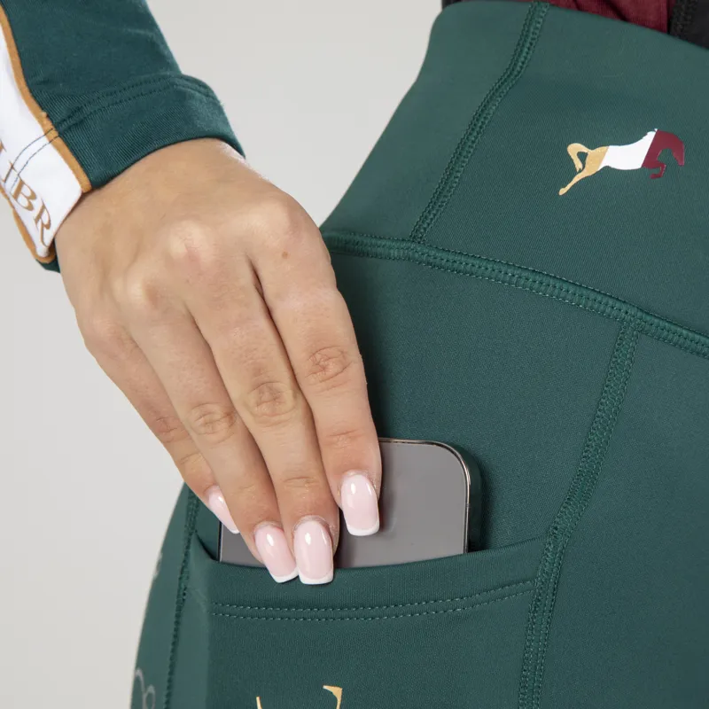 Shires Aubrion Team Winter Riding Tights - Green-9