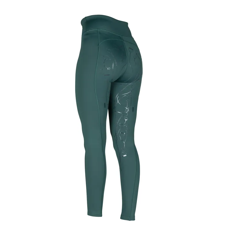 Shires Aubrion Team Winter Riding Tights - Green-3