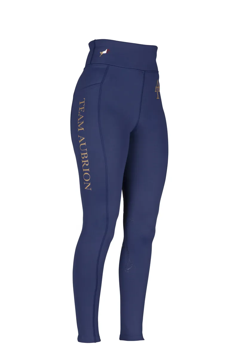 Shires Aubrion Team Winter Riding Tights - Navy-1