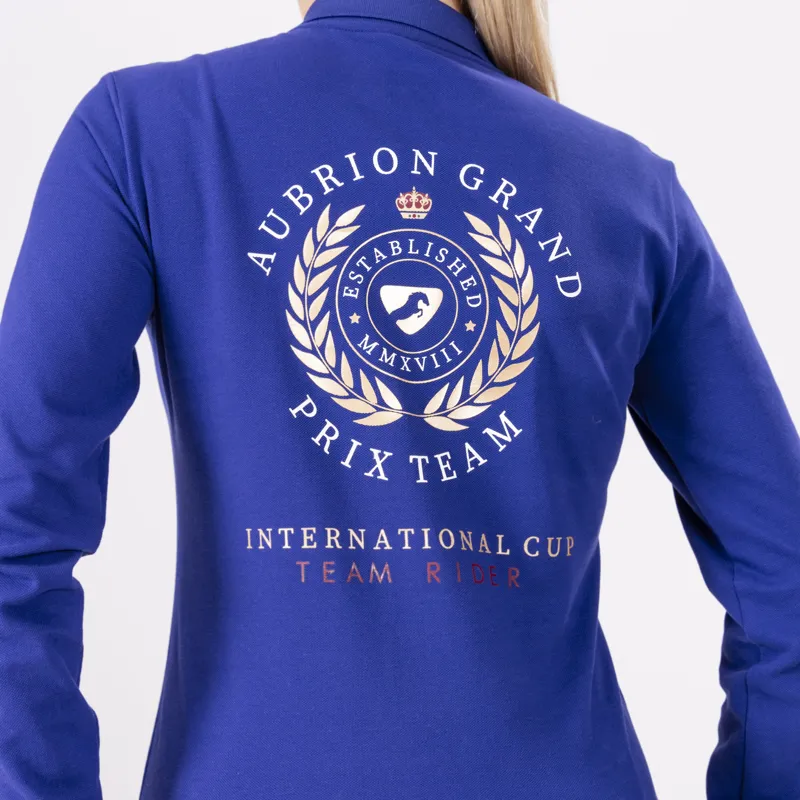 Shires Aubrion Team Children's Long Sleeve Polo - Navy-3