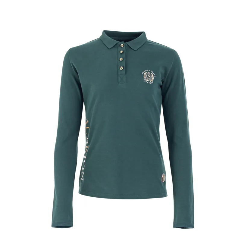 Shires Aubrion Team Children's Long Sleeve Polo - Green