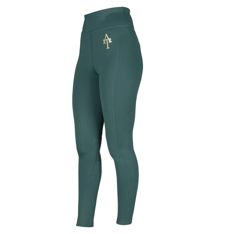 Shires Aubrion Team Children's Winter Riding Tights - Green-2