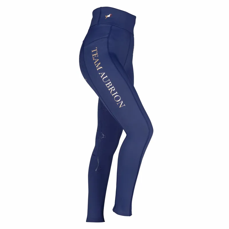 Shires Aubrion Team Children's Winter Riding Tights - Navy