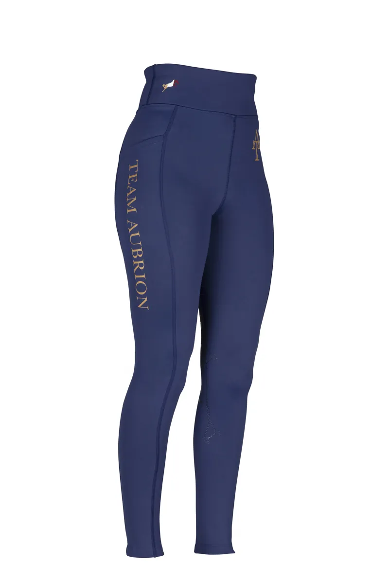 Shires Aubrion Team Children's Winter Riding Tights - Navy-1