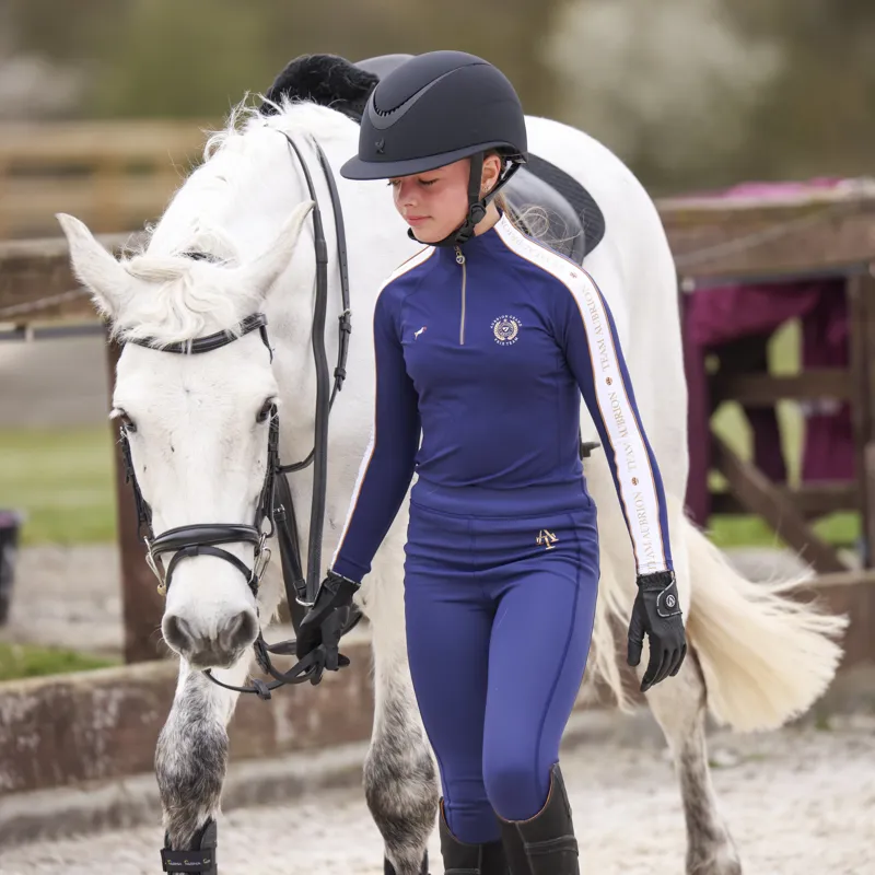 Shires Aubrion Team Children's Winter Riding Tights - Navy-4