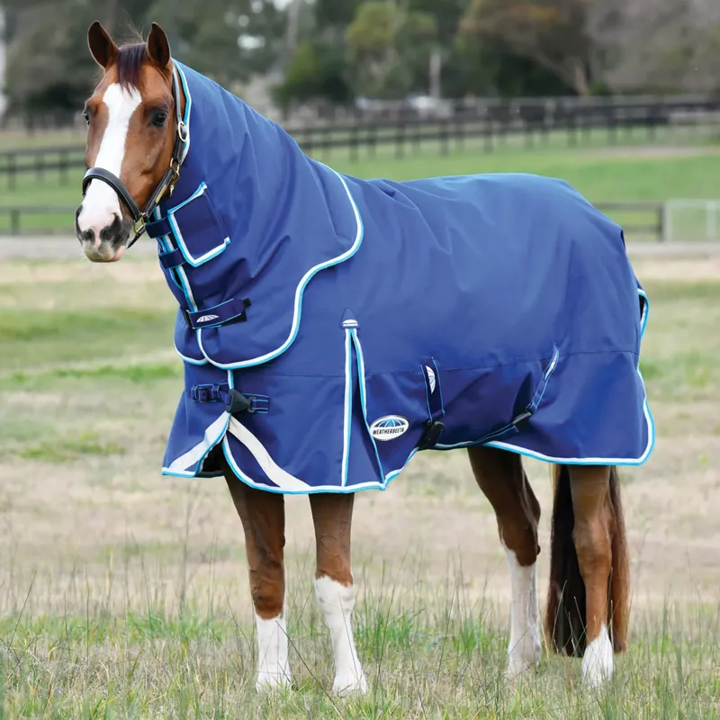 WeatherBeeta ComFiTec Ultra Hardi Detach-A-Neck 100g Turnout Rug - Blue/White