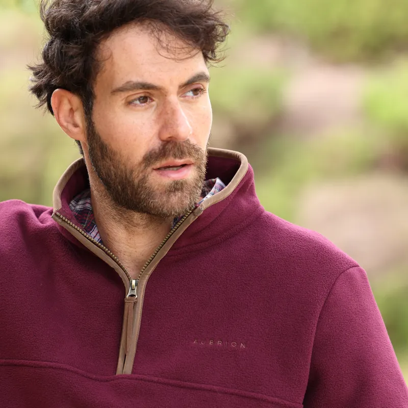 Shires Aubrion Mens Core Half Zip Fleece - Maroon-2