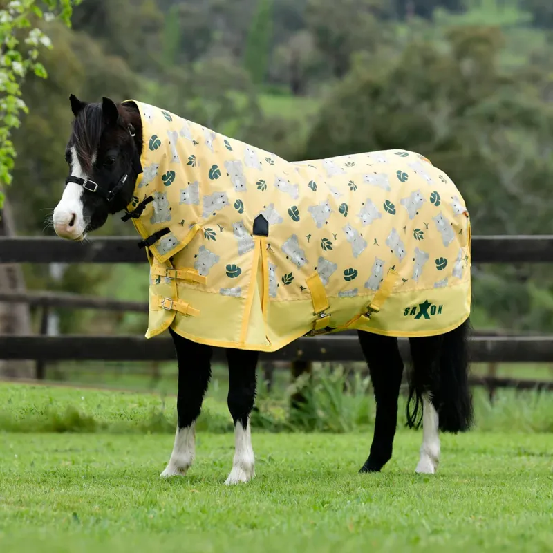 Saxon 600D Pony Combo Neck 180g Turnout Rug - Rhino Print