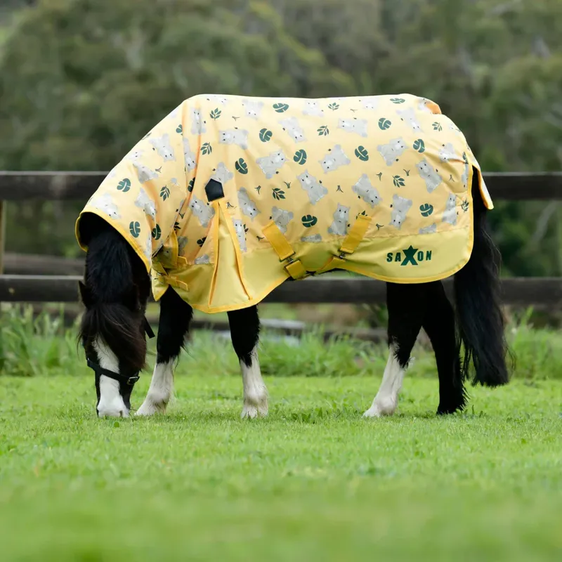 Saxon 600D Pony Combo Neck 180g Turnout Rug - Rhino Print-1
