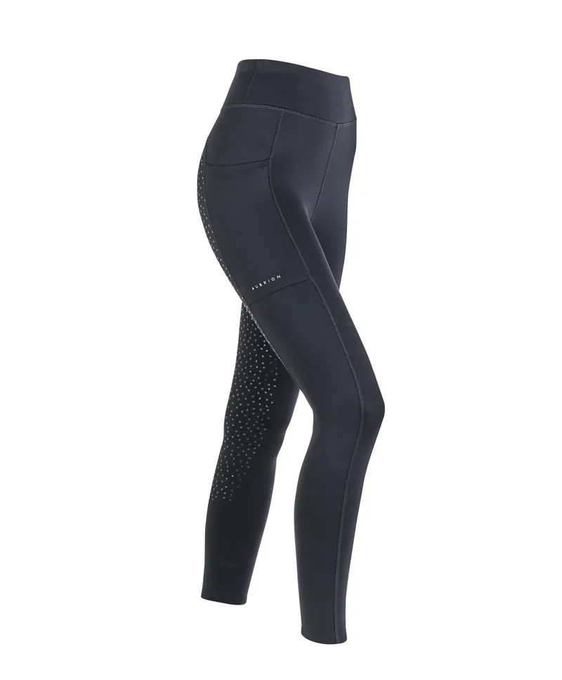 Shires Aubrion Shield Winter Riding Tights - Charcoal