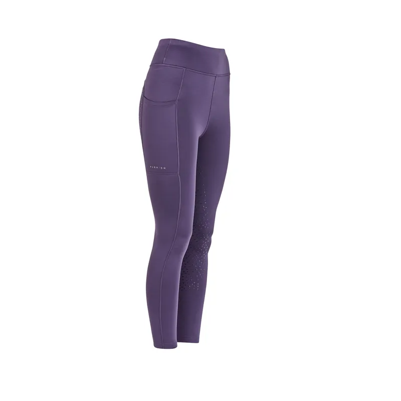 Shires Aubrion Shield Winter Riding Tights - Purple-1