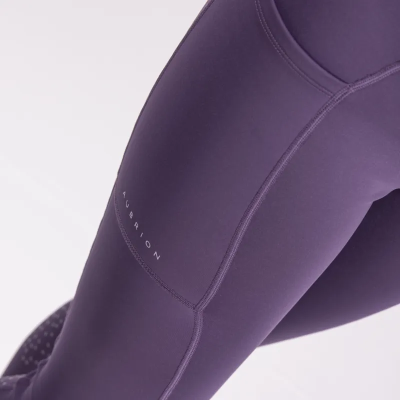 Shires Aubrion Shield Winter Riding Tights - Purple-5