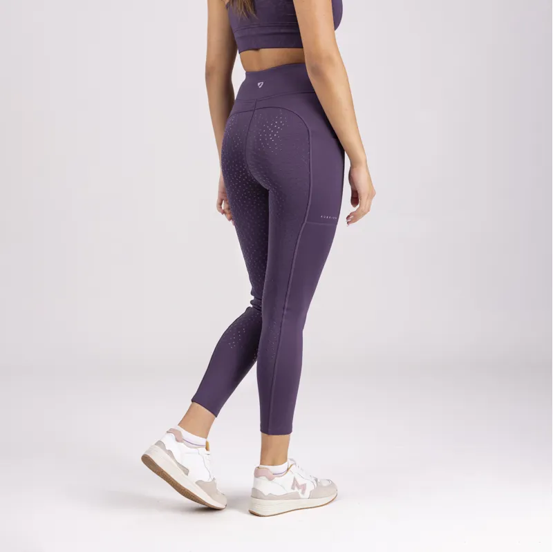 Shires Aubrion Shield Winter Riding Tights - Purple-4