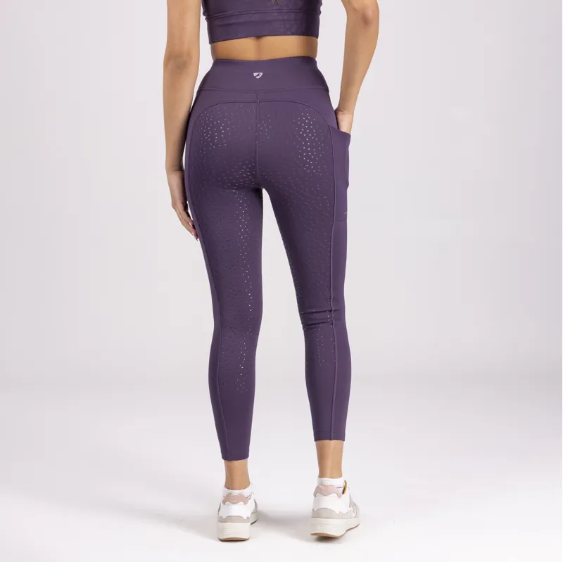 Shires Aubrion Shield Winter Riding Tights - Purple-3