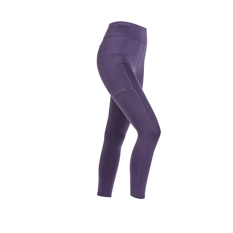 Shires Aubrion Shield Winter Riding Tights - Purple